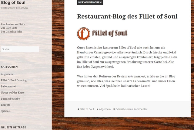 Screenshot Gastro-Blog Fillet of Soul