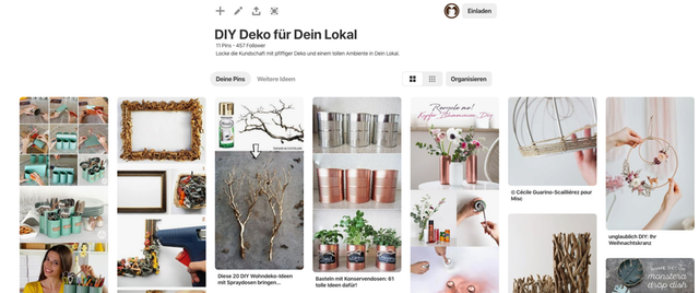 Ein Ausschnitt aus der Pinterest-Sammlung zum Thema DIY Restaurant-Deko-Tipps
